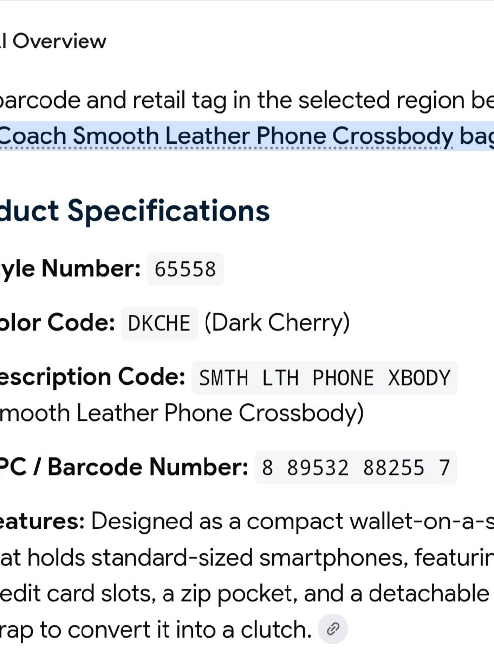 Coach Tag And Crossbody Strap ❤️ Dark Cherry And Gun Metal - Picture 9 of 11